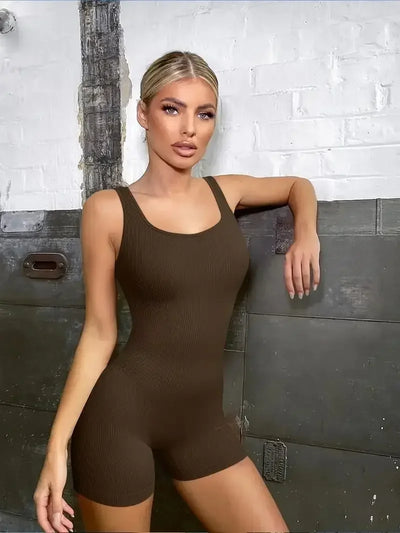 Women's Sleeveless Jumpsuit  Abdomen and Hips Women's Solid Color Sexy Tight-fitting Sports Yoga Jumpsuit  Fitness Clothes