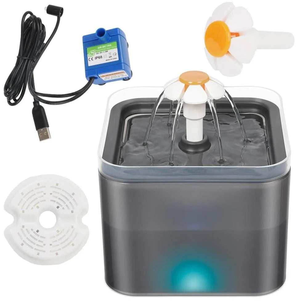 Pet Water Dispenser with Recirculate Filtring for Clean Water Automatic Cat Drinking Fountain USB Charging with LED Lighting