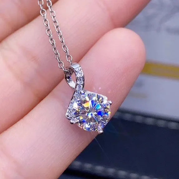 2ct Lab Diamond Solitaire Pendant Necklace 925 Sterling Silver Choker Statement Necklace Women Silver 925 Jewelry With Box Chain