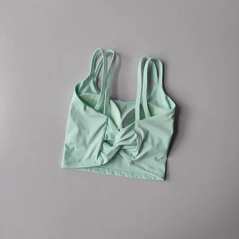 Women's Sports Bras Fitness Top, Sexy Lingerie, Push Up Fixed Pad, Yoga Bra, Back knotted Underwear, Running Vest, Gym Tops