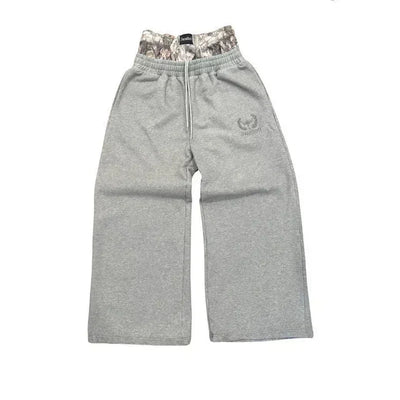 Harajuku embroidery pattern baggy pants retro loose sweatpants women joggers women pant leg zipper hip hop casual crop pants