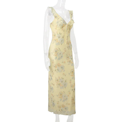 WhereMery Fashion Women Floral Printed Maxi Dresses Sexy Lady Off Shoulder Backless Ruffle Halter Dress Elegant Summer Vestidos