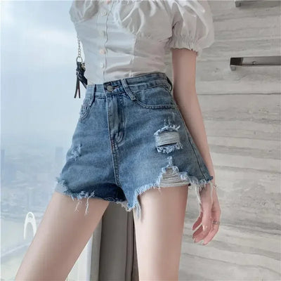 Womens Shorts Denim Ripped Sexy Short Pants for Women To Wear Blue Jeans New in Trend 2024 Y2k Harajuku Korean Style XL Fashion