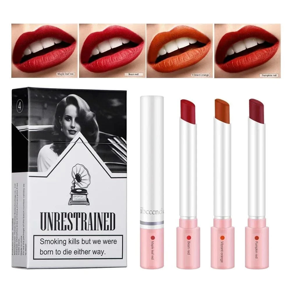 4 Colors Cigarette Lipstick Set Matte Lip Gloss Long Lasting Lip Glaze Waterproof Lip Stick Tube Nude Lip Tint Makeup Cosmetics