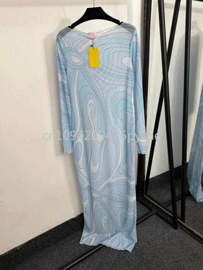 Luxury Design Women's Blue Scarf Swimsuit Designer Brand Lady Beach Swimswear