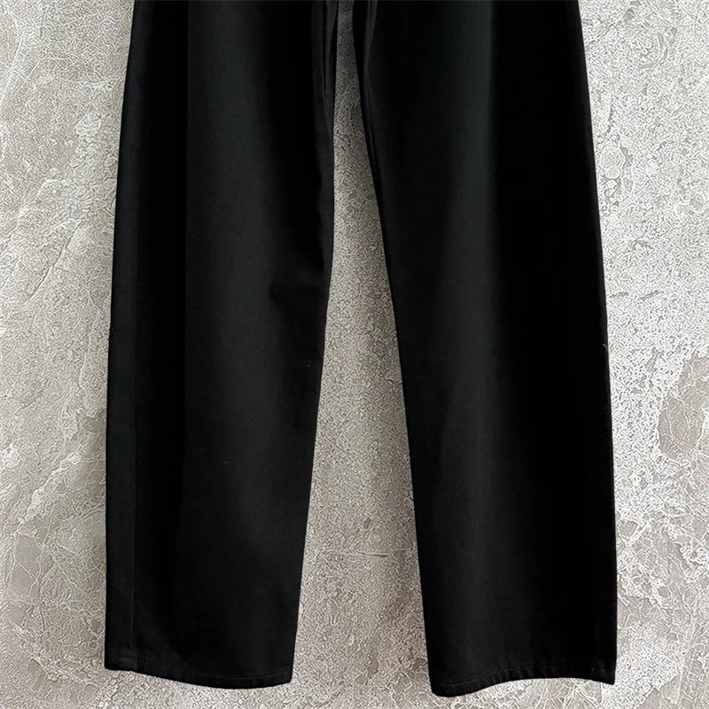 Women's pants 2025 autumn new high waisted slim women's jeans pure cotton straight leg pants  Wide leg pants curved knife jeans