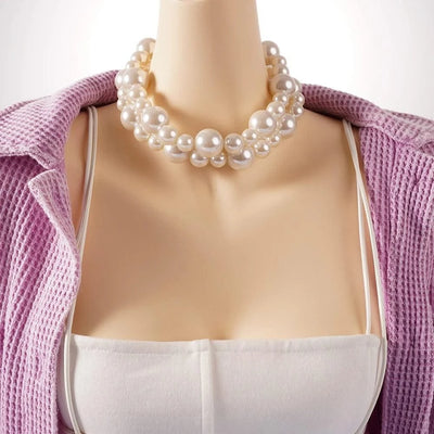 Elegant Double Choker Pearl Necklaces For Women (Bride To Be, Wedding , Banquet Jewellery)