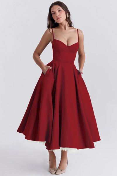 Summer haute couture Princess dress French mesh big swing double strap dress woman