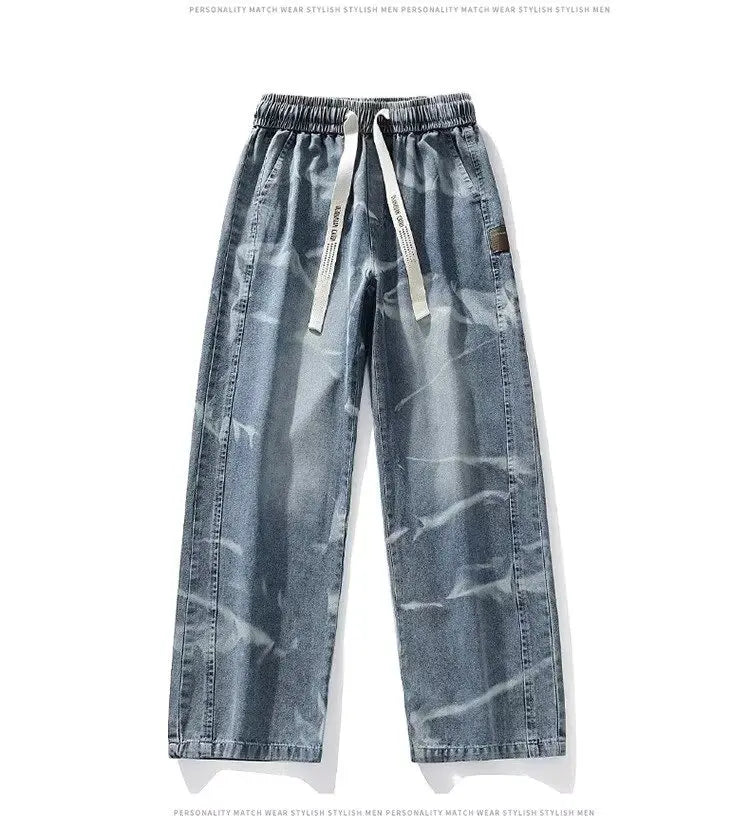 Men's American Fashion Brand High Street Wide-leg Pants for Boys' High Street Retro Scimitar Pants Denim Shorts Y2k Jeans Man