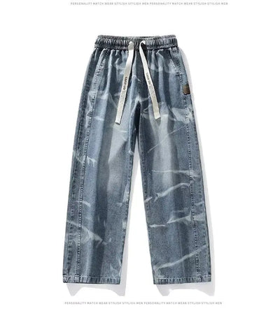 Men's American Fashion Brand High Street Wide-leg Pants for Boys' High Street Retro Scimitar Pants Denim Shorts Y2k Jeans Man