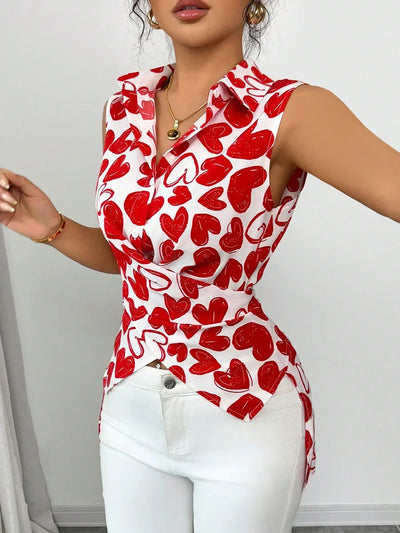 Elegant Blouses For Women Ruffle Short Sleeve Top Fashion Print Shirts & Blouses Youthful Woman Clothes Summer Trend 2025