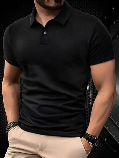 Men's Short Sleeve Polo Shirt Summe Button Classic Fit Casual T-Shirts Oversize Pullover Shirts Man Solid Color Lightweight Tops