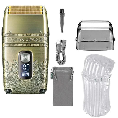 VGR Metal Wet Dry Electric Shaver For Men Rechargeable Hair Beard Electric Razor Washable Facial Shaving Machine For Bald Head
