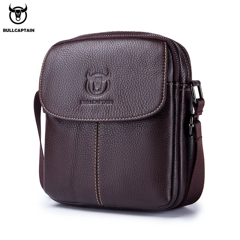 BULLCAPTAIN-Men's Leather Shoulder Bag Brand Casual Men's Bags Small Mini Multifunctional Crossbody Bag's D07