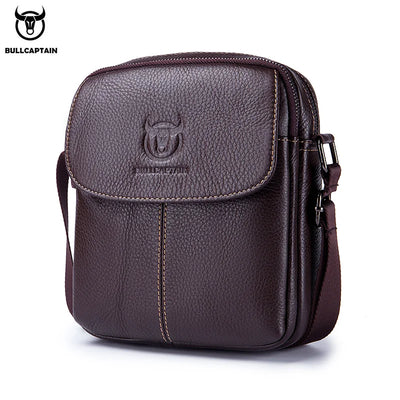 BULLCAPTAIN-Men's Leather Shoulder Bag Brand Casual Men's Bags Small Mini Multifunctional Crossbody Bag's D07