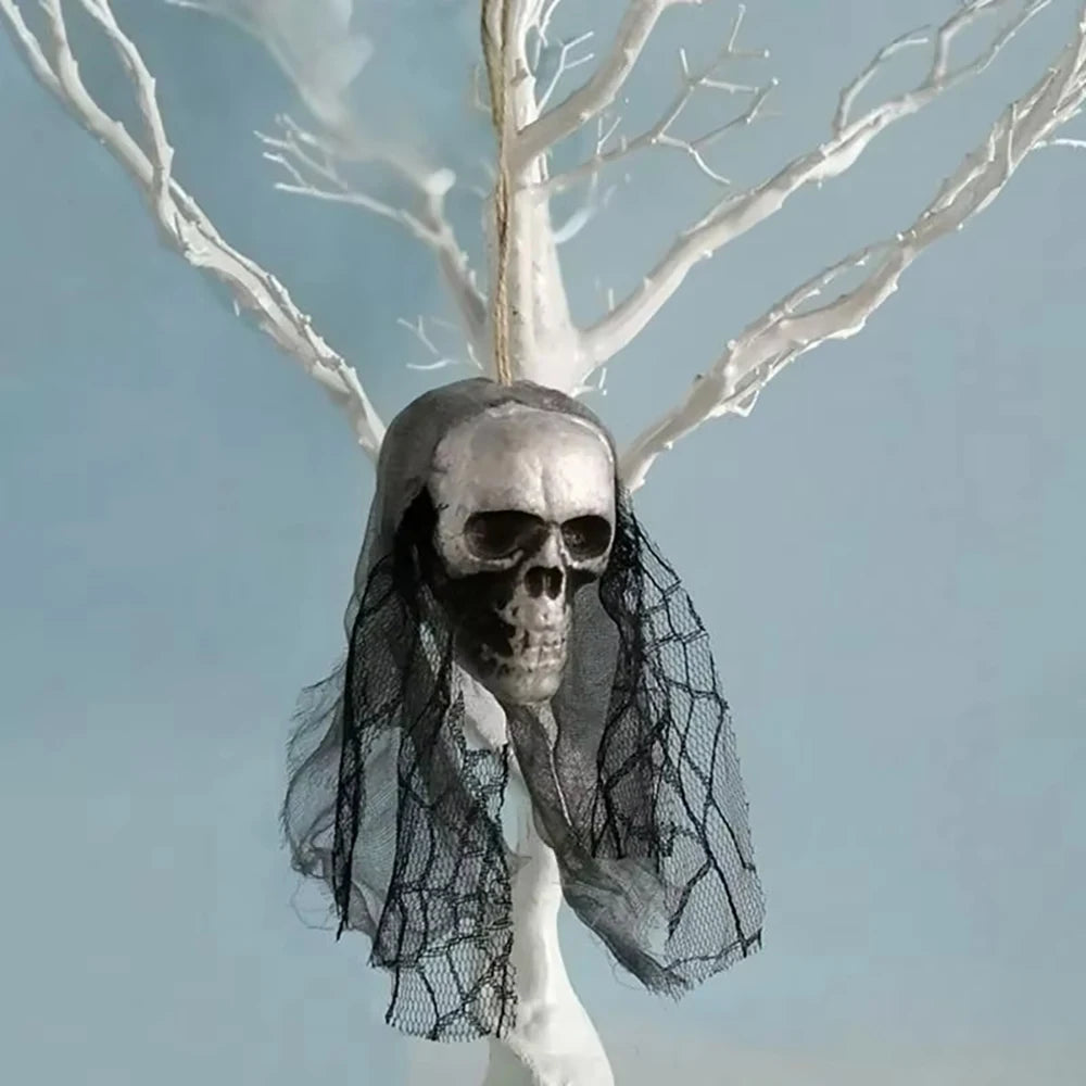 Halloween Skull Decorations,Foam Skull Hanging Ornaments,Bride Clothes Bone Head ,Haunted House Horror Decoration Props