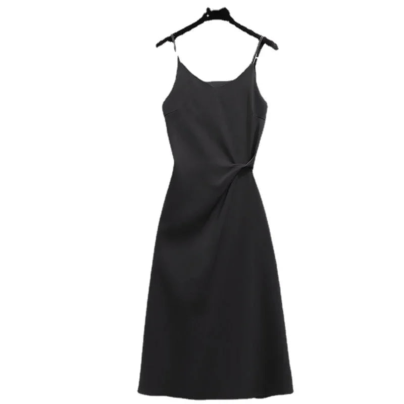 Slip Sundress Midi Green Dresses for Women 2024 Woman Dress Black Clothes Trendy Aesthetic Sensual Sexy One-piece X Retro Cotton