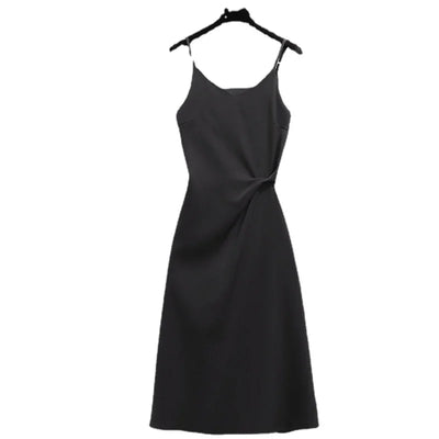 Slip Sundress Midi Green Dresses for Women 2024 Woman Dress Black Clothes Trendy Aesthetic Sensual Sexy One-piece X Retro Cotton