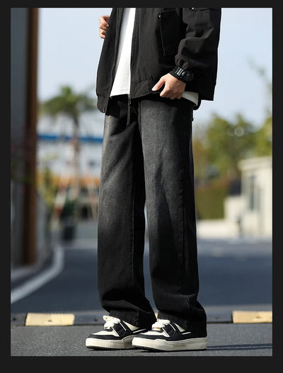 2025 New Men's Baggy Casual Jeans Male High Street Straight Leg Denim Pants American Classic Retro Autumn Casual Long Trousers