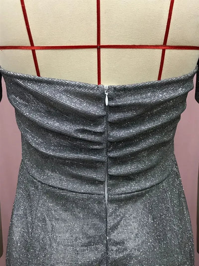 2025 Woman Evening Party Dresses Sequin A-Line Strapless Sexy Fashion Solid Color Split Long Dresses Solid Color Women Clothing