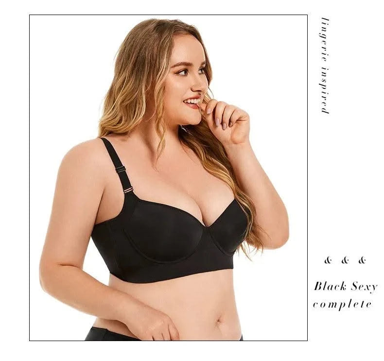 Women Full Coverage Push Up Bra Underwire Sculpting Uplift Shapewear Deep Cup T Shirt Bra Hide Back Fat Smoothing Brassiere