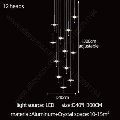 Led Chandelier Home Decoration Lighting Hanging Lamps Living Room Indoor Gloss Island Kitchen Lamps Chrome Staircase Chandelier