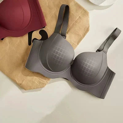 Wireless and Traceless Large Size Women's Underwear, Breast Collection, Anti-sagging, Simple Thin Mold Cup Bra, Stylish