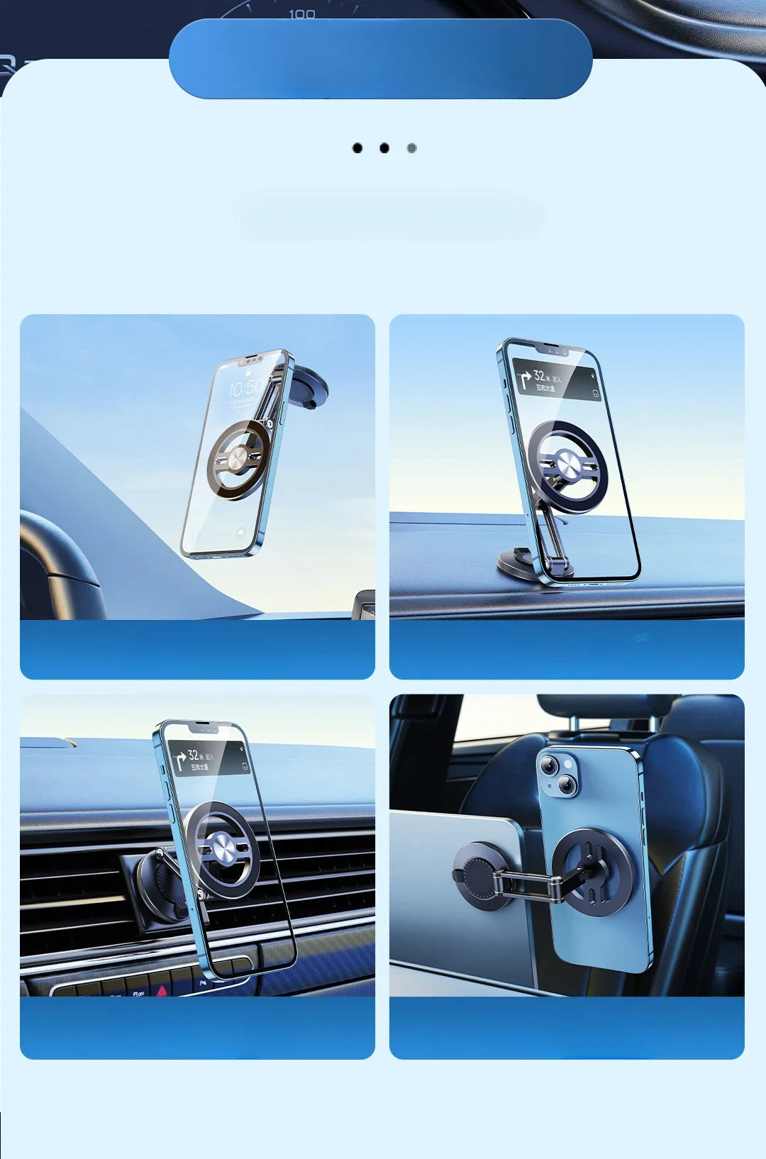 Eary for MagSafe Car Mount Strong 3M Adhesive Magnetic Phone Holder for Car Dash HandsFree 360°Rotation for iPhone 16 15 14 13