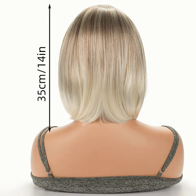 Wigs for Women; Synthetic Wig Cross-Border Golden Short Hair; Bobo Short Straight Hair; Synthetic Fiber Hair with Middle