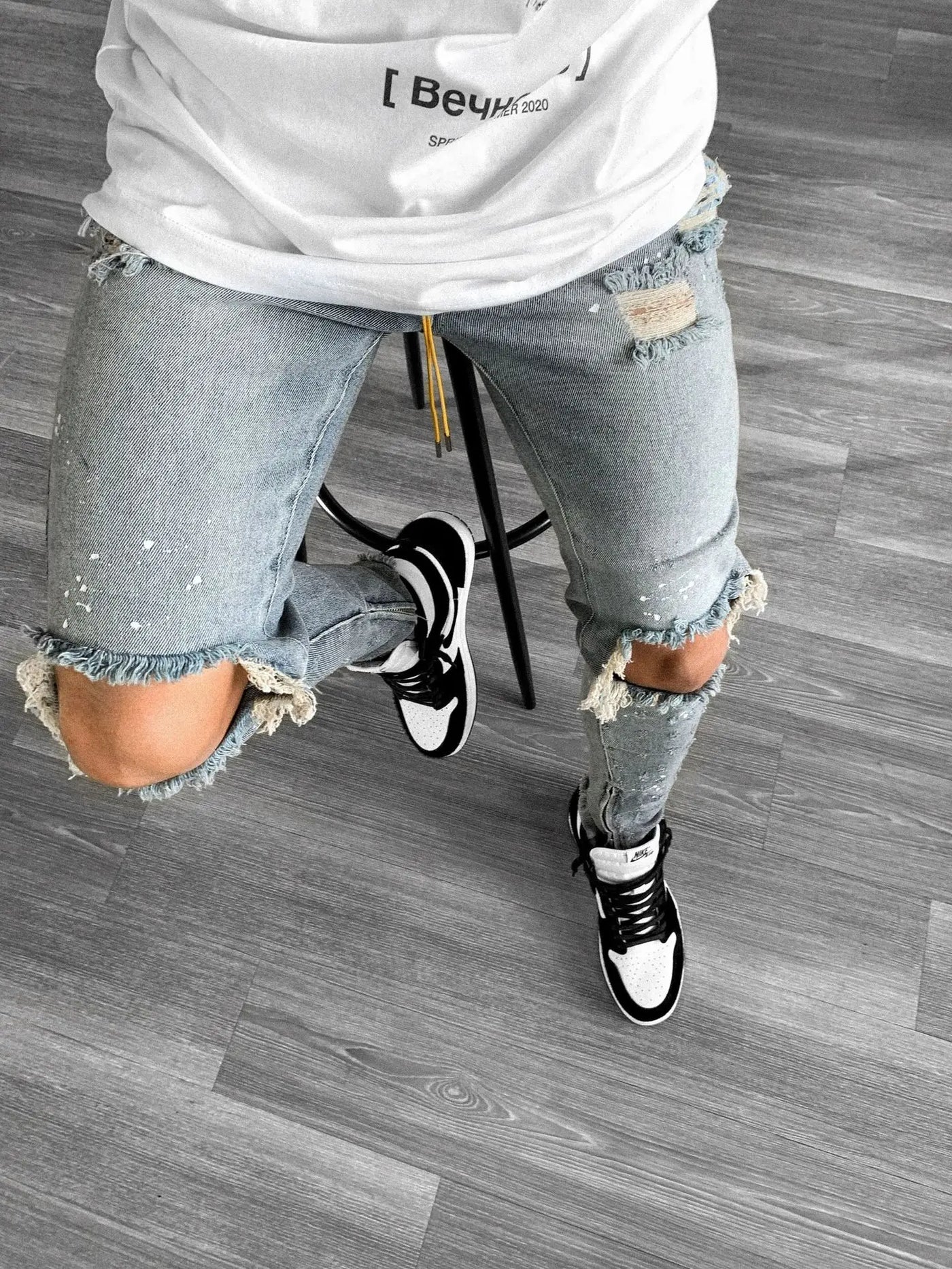 New 2025 Ripped Hole Jeans for Men Hip Hop Cargo Pant Distressed Denim Jeans Skinny Men Clothing Full Length Slim Trousers Male
