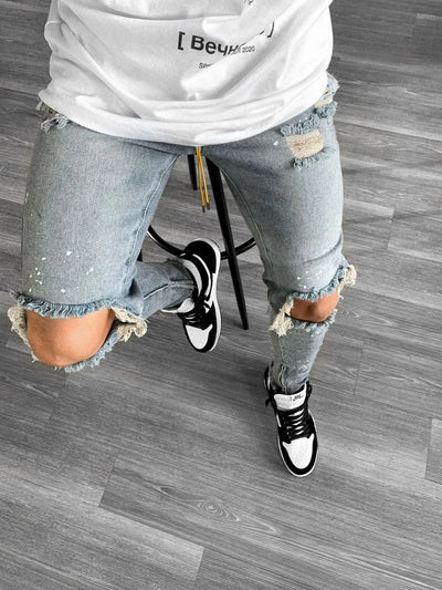 New 2025 Ripped Hole Jeans for Men Hip Hop Cargo Pant Distressed Denim Jeans Skinny Men Clothing Full Length Slim Trousers Male