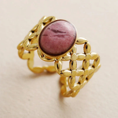 Trendy Center Stone Stainless Steel Finger Rings Adjustable Designer Woman Cocktail Ring Wedding Couples Jewelry Bijoux
