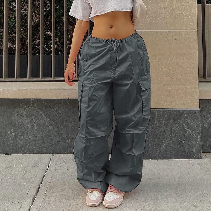 Low Waist Parachute Loose Baggy Sweatpants Trousers Women Jogger Cargo Pants Streetwear Outfits