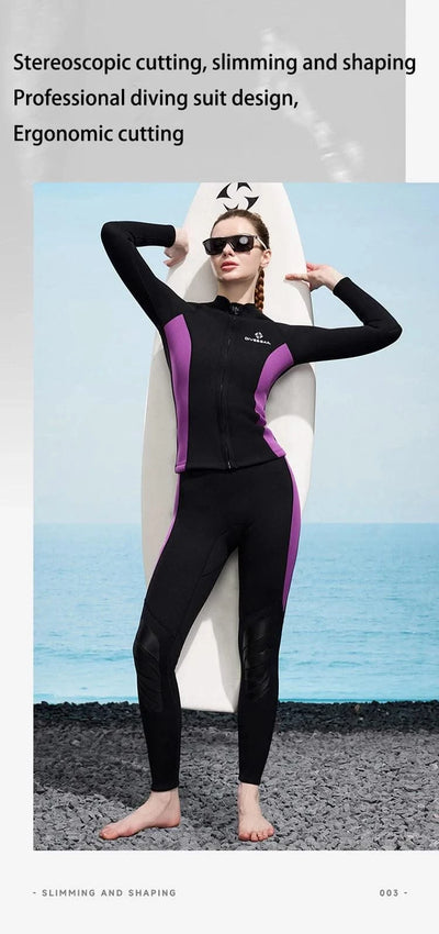 2025 New Men Women Wetsuit Top 3mm Neoprene Wetsuit Jacket Long Sleeve Front Zipper Swimsuit Surfing Diving Tops for Water Sport - Elanique