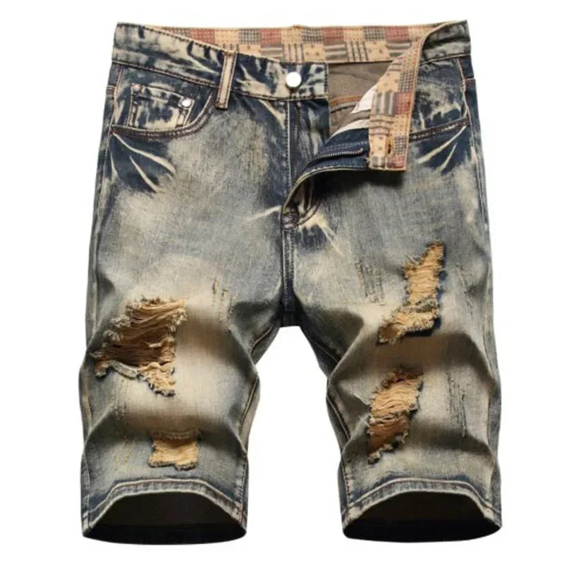 2023 Summer New Mens Ripped Short Jeans Brand Clothing Bermuda Cotton Shorts Men Thin Breathable Casual Denim Shorts