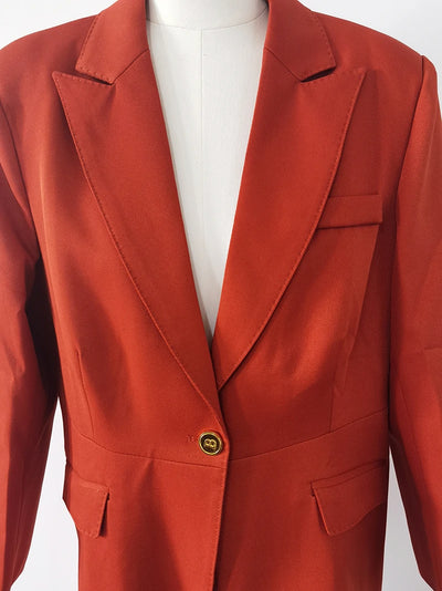 Women's Winter Retro Casual Short Blazer Coat Wide Leg Pants Set Commuting Solid Color Waist Closing Suit Pants Two-piece Set
