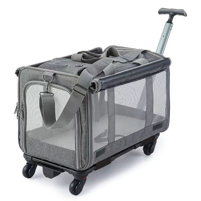 1 PCS Portable Wheeled Pet Carrier For 2 Large Cats Double Compartment Rolling Cat Travel Carrier For Two Pets