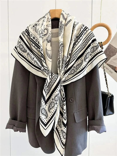 Large Square Wool Blanket Scarf Wraps Women Shawl 132x132CM
