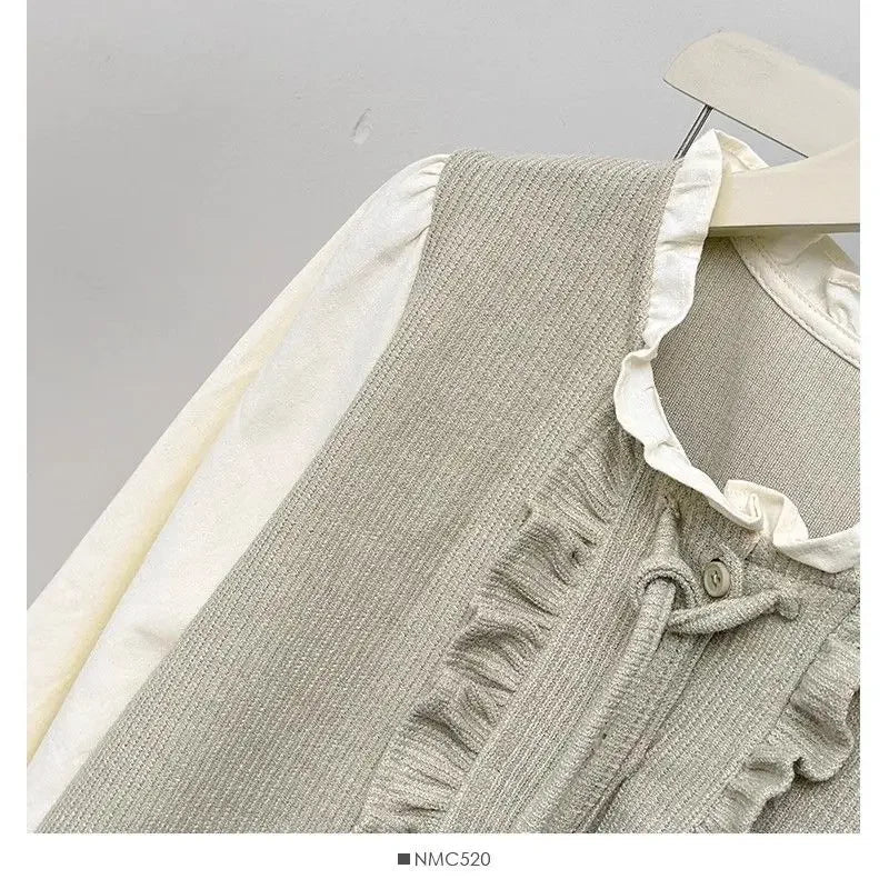 French Ruffle Bow Tie Long Sleeve Blouse Women's Autumn Luxury Chic