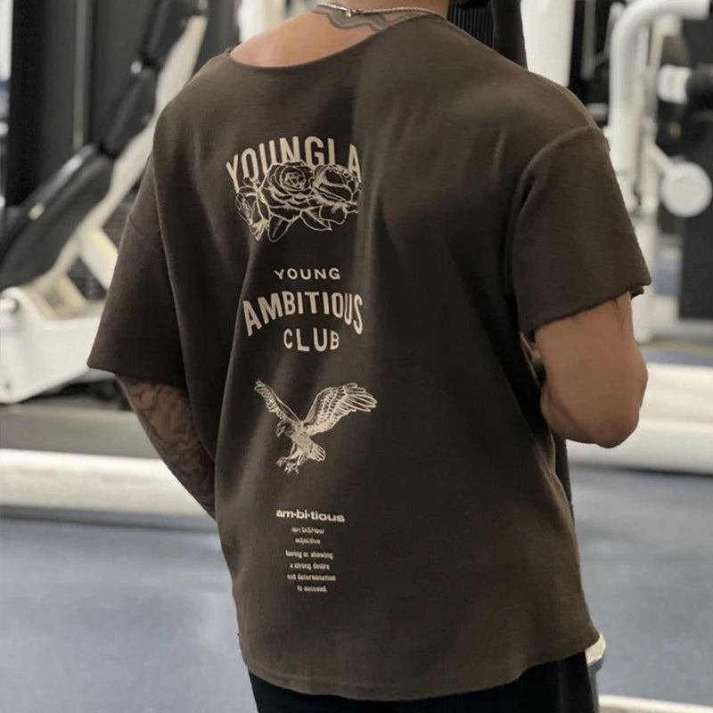 YA New style Oversized T-Shirt Fashion Trend Casual Men's Clothing Summer Loose Cotton Round Neck Print Plus Size Short Sleeves