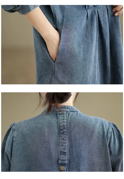 Denim Oversized Autumn Winter Long Sleeve Coat Women Ruffle Fashion Loose Pleated Ladies Jackets Retro Woman Jackets Coats