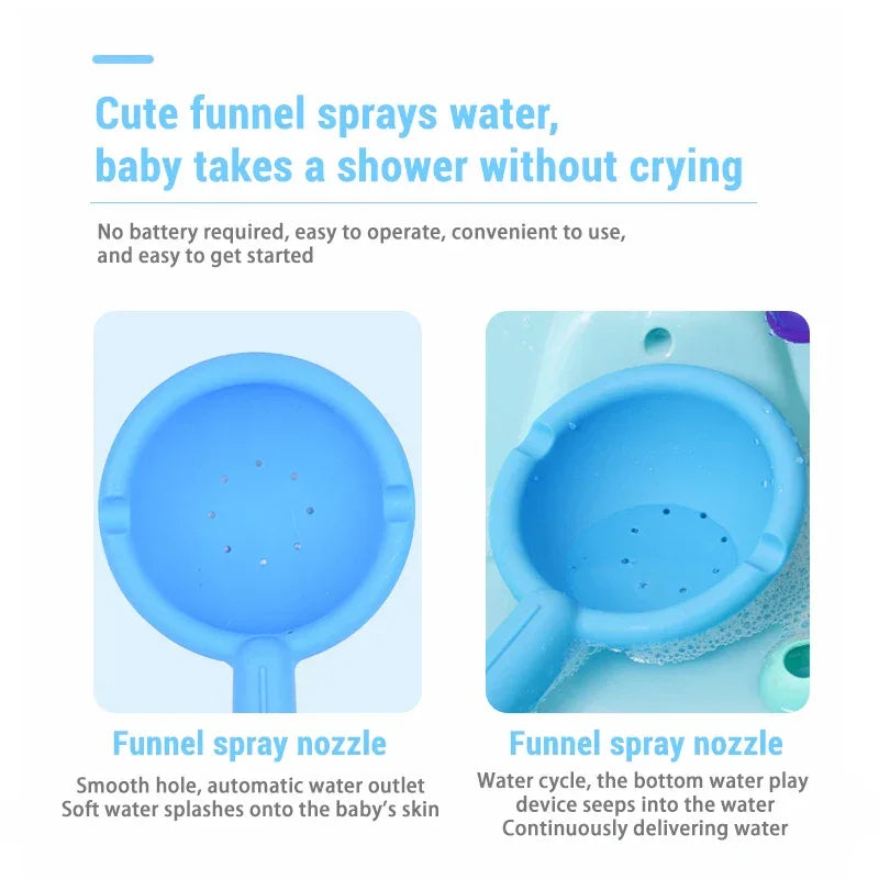 Baby Bath Toys Colorful Waterwheel Bathing Bathtub Water Spray Play Set Rainbow Windmill Bathroom Toy For Kids Toddler Children