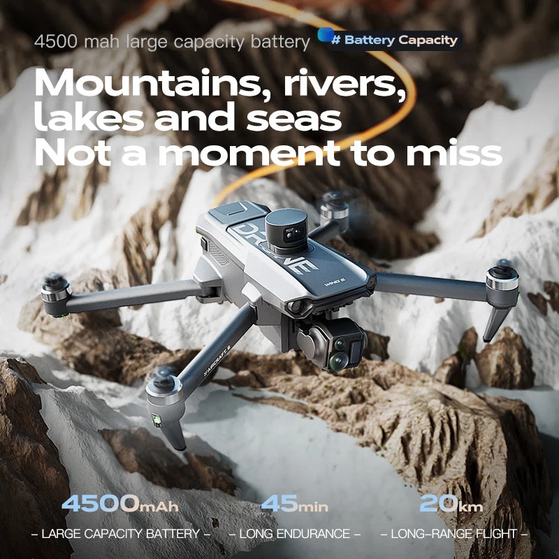 Wing 6 Professional Drone With 8K Camera GPS 3-Axis Gimbal 360 Obstacle Avoidance Touch Screen FPV Brushless RC Dron Boy Toy