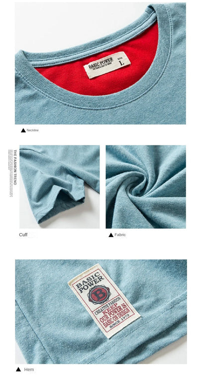 Men's T-shirt Cotton White Blue T Shirt Men Autumn Summer Causal O-neck Basic Tshirt Male High Quality Classical Tops Designer