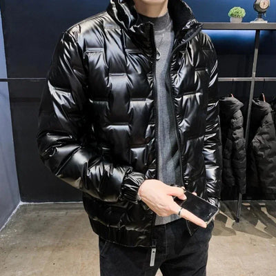Men's Down Jacket Glossy Male Padded Coats Short Parkas Collared Padding Winter 2024 Outerwears Fashion 2024 Promotion Hot Outer