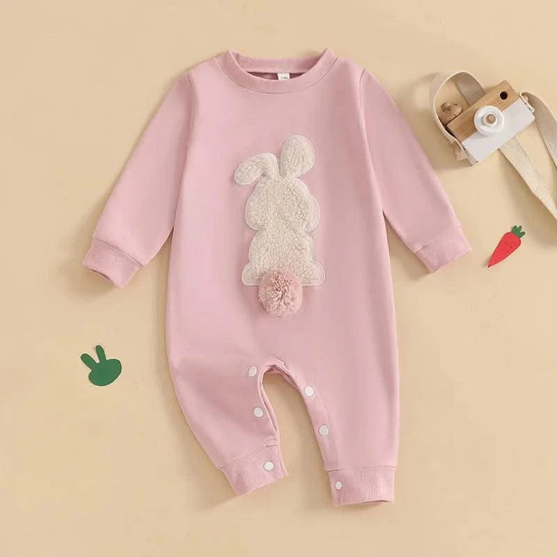 Rabbit  Embroidered Jumpsuit for Infants and Young Children  |Spring Easter | Long Crawling Clothes