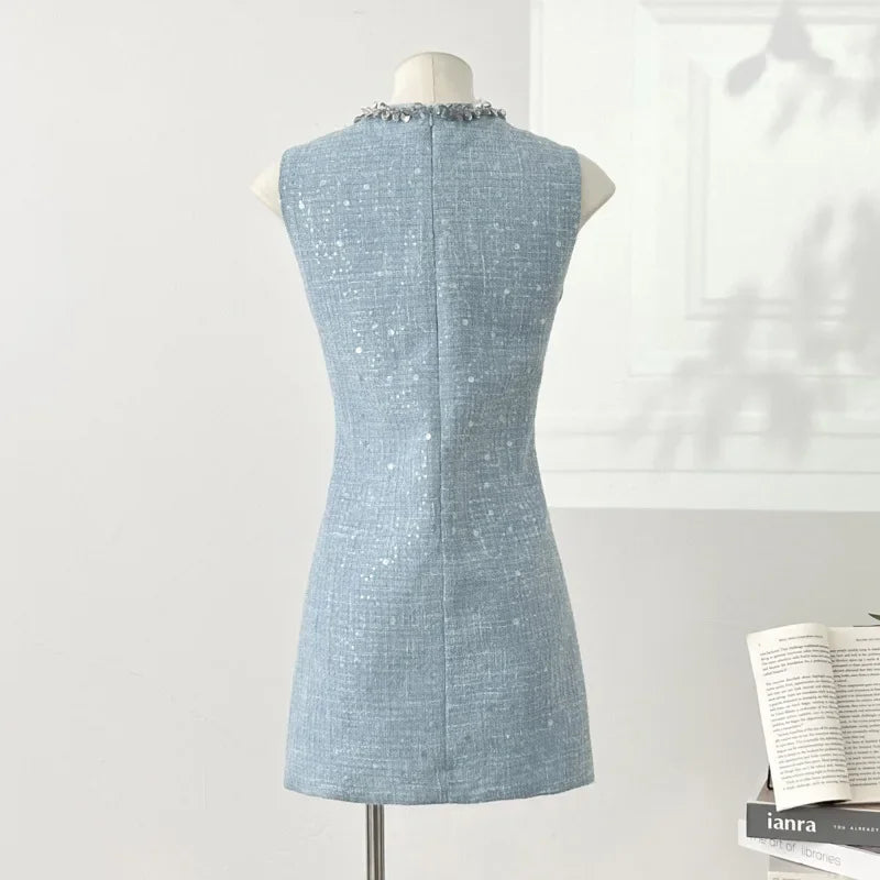 High Quality Luxury Small Fragrance Tweed Dresses For Women 2025 Sweet Short Summer Dress Party Vestidos Robes Roupas Feminina