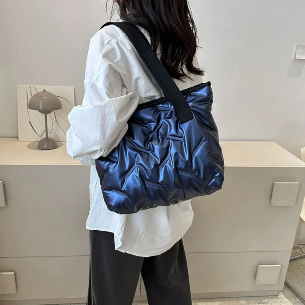 Fashion Large Tote Padded Handbags Designer Quilted Women Shoulder Bags Luxury Nylon Down Cotton Crossbody Bag Winter Purse 2023