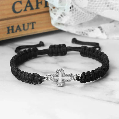 High Quality Crystal Hollow Cross Braided Bracelet Prayer Healing Bangle&Pulsera Chain Women Yoga Jewelry Gift