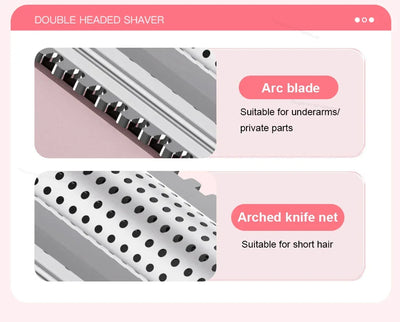 2 in 1 Electric Women Shaver For Bikini Body Leg Armpit Hair Trimmer Dual-Head Ladies Face Mustache Razor Painless Hair Remover